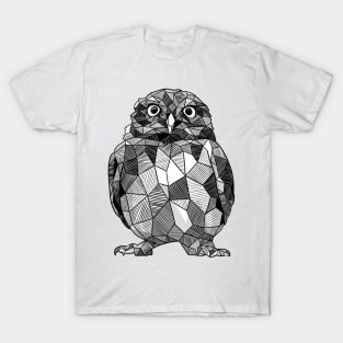 Cute Little Owl Geometric Sketchy Art T-Shirt